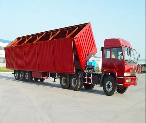 Customers' Request Hydraulic Lift Side Dump Semi Trailer with Tri-axle and Steel Material