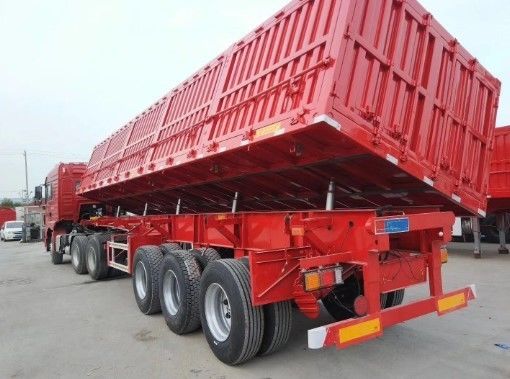 Customers' Request Hydraulic Lift Side Dump Semi Trailer with Tri-axle and Steel Material