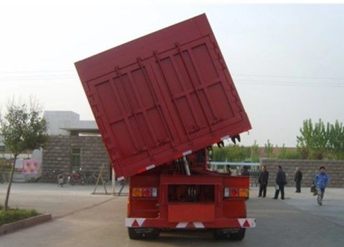 Customers' Request Hydraulic Lift Side Dump Semi Trailer with Tri-axle and Steel Material