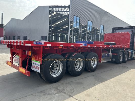 Durable Q345B Steel Main Beam Flatbed Semi Trailer for 20FT 40FT Container Transport
