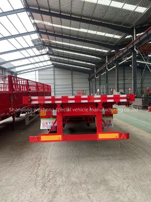 Durable Q345B Steel Main Beam Flatbed Semi Trailer for 20FT 40FT Container Transport