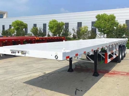 Max Payload 50tons 3 Axle 40ft Container Semi Trailer Chassis Flat Bed Flatbed Trailer