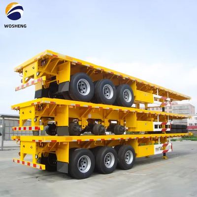 40ft Container Transport 3 Axle Flatdeck Semi Trailer with 13ton Axles Steel Material