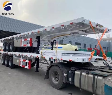 40ft Container Transport 3 Axle Flatdeck Semi Trailer with 13ton Axles Steel Material