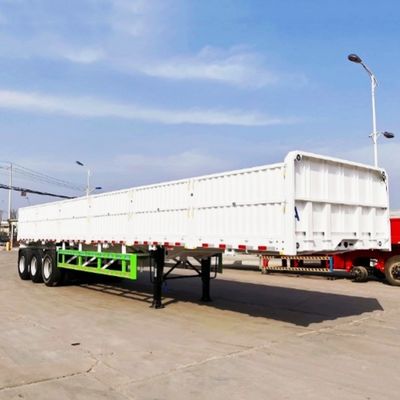 3 Axles Drop Side Cargo Side Wall Semi Trailer With Mechanical Suspension For 50 Tons