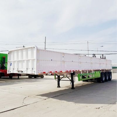 3 Axles Drop Side Cargo Side Wall Semi Trailer With Mechanical Suspension For 50 Tons