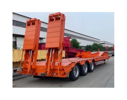 3 Axle Gooseneck Lowbed Semi-Trailer for 60TON Payload and Heavy Duty Steel Material