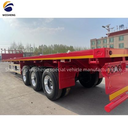 Wosheng Flat Bed Truck Trailer with 3.5&quot; 90mm King Pin and 28t Heavy Duty Landing Gear