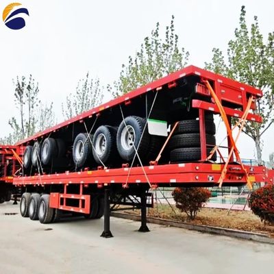 Wosheng Flat Bed Truck Trailer with 3.5&quot; 90mm King Pin and 28t Heavy Duty Landing Gear