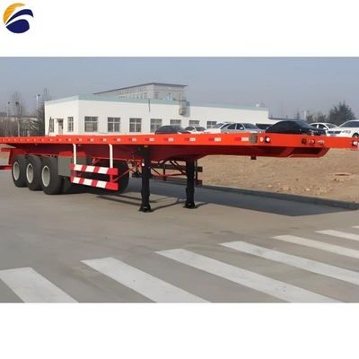 Wosheng Flat Bed Truck Trailer with 3.5&quot; 90mm King Pin and 28t Heavy Duty Landing Gear