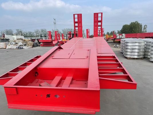 Mechanical Suspension Lowbed Truck Trailer 60 80 100 Tons Capacity for Heavy Loads