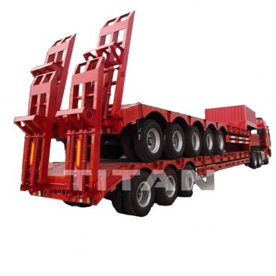 Customized Color 3 Axle Low Loader Trailer Heavy Duty Gooseneck Lowbed Semi-Trailer