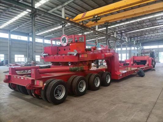 Wosheng 4 Axles Low Bed Container Chassis Semi-Trailer for Heavy Duty Equipment Hauling