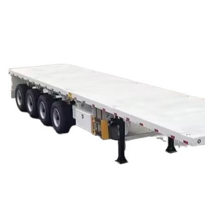 Mechanical Suspension 4 Axle Flatbed Semi Trailer for 20FT 40FT Container Transportation