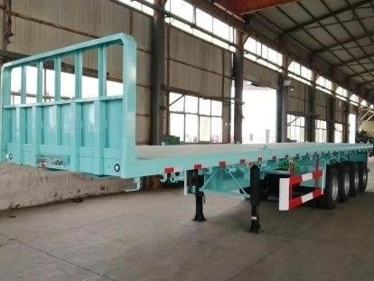 Mechanical Suspension 4 Axle Flatbed Semi Trailer for 20FT 40FT Container Transportation