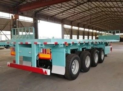 Mechanical Suspension 4 Axle Flatbed Semi Trailer for 20FT 40FT Container Transportation