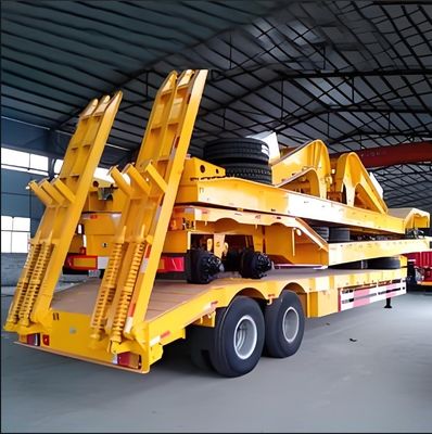 30-100 Tons Steering Extendable Drop Flat Truck Trailer with Customized 12R22.5 Tires
