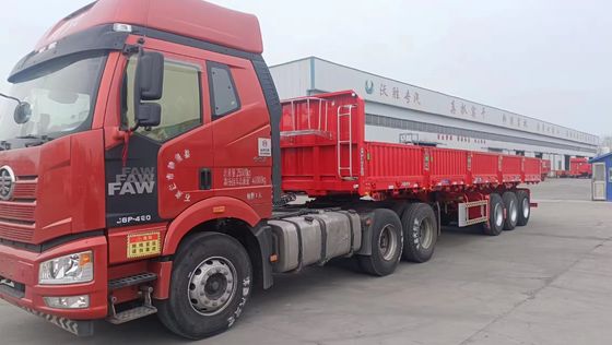 13/16 Ton Axle Side Semi Tipping Trucks for Bulk Cargo Steel Material from Professional