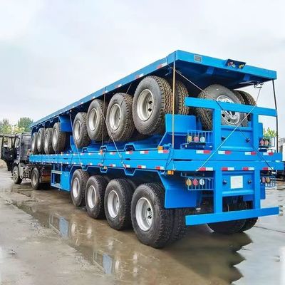 High Payload 50 Tons 3 or 4 Axle Dock Container Flat Bed Semi Trailer Customization