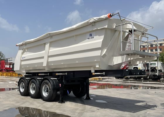 Customized 3 Axle Hydraulic Rear Dump Semi Trailer with 28t Heavy Duty Landing Gear