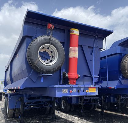 Bottom Container 3 Axle Rear Dump Semi Trailer with Leaf Spring and 28t Heavy Duty