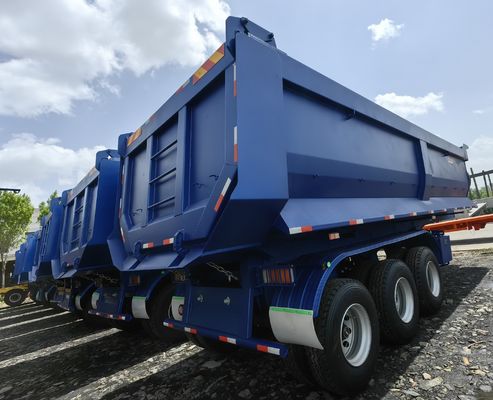 Bottom Container 3 Axle Rear Dump Semi Trailer with Leaf Spring and 28t Heavy Duty