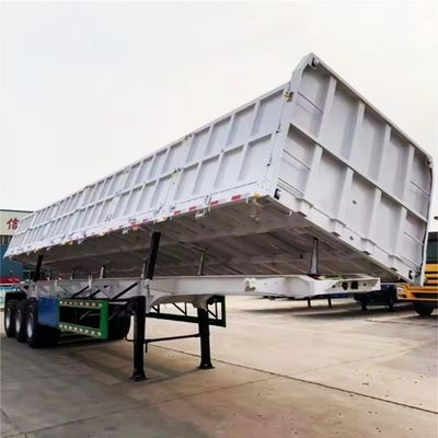 3 Axles Heavy Duty Steel Side Tipper Dump Semi Trailer for Cargo Transport Air Suspension
