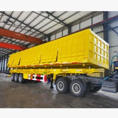 Sand Stone Grain Transporting Semi-trailer Truck with 40ft Side Tipper Dump Trailer
