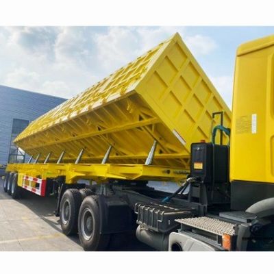 Sand Stone Grain Transporting Semi-trailer Truck with 40ft Side Tipper Dump Trailer