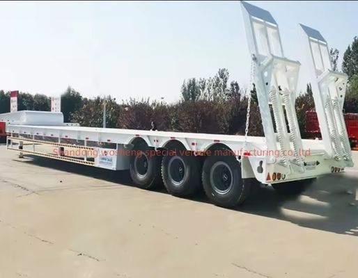 Low Bed Container Chassis Loader Lowboy Semi Trailer for Heavy Duty Cargo Transportation