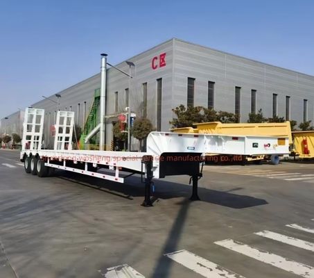 Low Bed Container Chassis Loader Lowboy Semi Trailer for Heavy Duty Cargo Transportation
