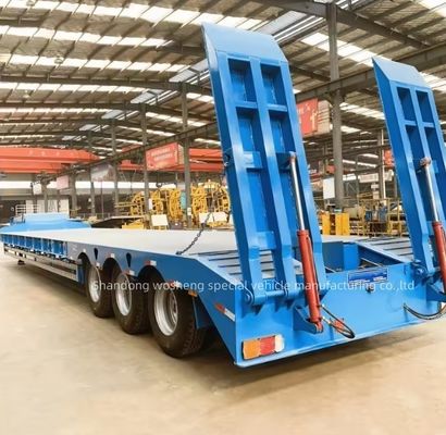 Wosheng 13/16/20 Ton 3 Axles Lowbed Semi Trailer for Heavy Duty Loader Transportation