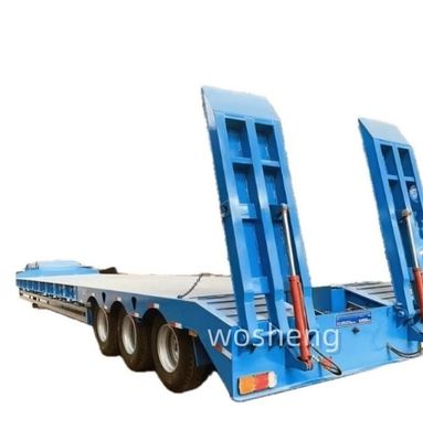 Wosheng 3 Axles 13 Ton Hydraulic Low Bed Semi Trailer for Heavy Equipment Transport