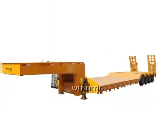 Wosheng 4 Axles 16 Wheels Low Bed Semi Trailer for Transporting Heavy Duty Equipment