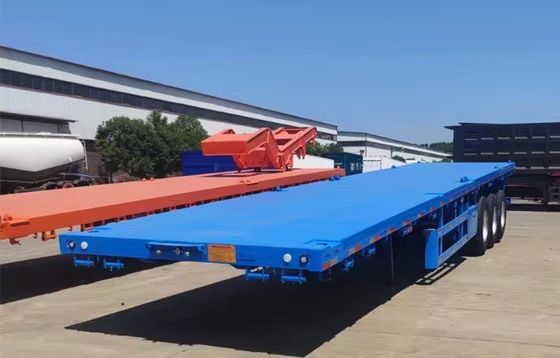 Customized Color 50 Tons Payload 20/40ft Container Trainer Truck Flatbed Semi Trailer