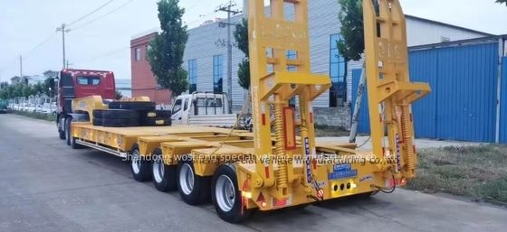 Max Payload Wosheng Low Bed Semi Trailer with 28t Heavy Duty Landing Gear and 4 Axles