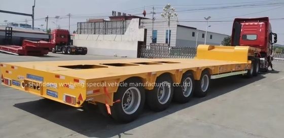 Max Payload Wosheng Low Bed Semi Trailer with 28t Heavy Duty Landing Gear and 4 Axles