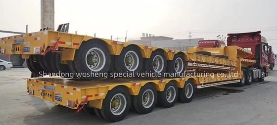 Max Payload Wosheng Low Bed Semi Trailer with 28t Heavy Duty Landing Gear and 4 Axles