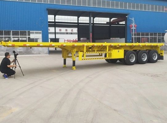 50ton 3 Axle Container Flatbed Truck Semi Trailers with Q345B Steel Payload Customized