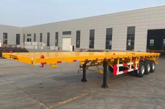 50ton 3 Axle Container Flatbed Truck Semi Trailers with Q345B Steel Payload Customized