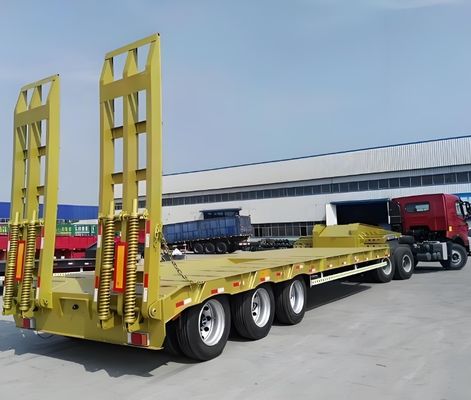 Second Hand Heavy 3-5 Axles Gooseneck Low Bed Semi Trailer Low Loader Truck Trailer