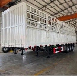 3 Axle Flat Type Side Wall Side Fence Semi Trailer for Transporting Cargo and Livestock