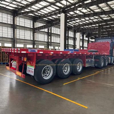 3 Axle Flatbed Semi Trailer for Transporting 20ft 40ft Container and Heavy-Duty Cargo