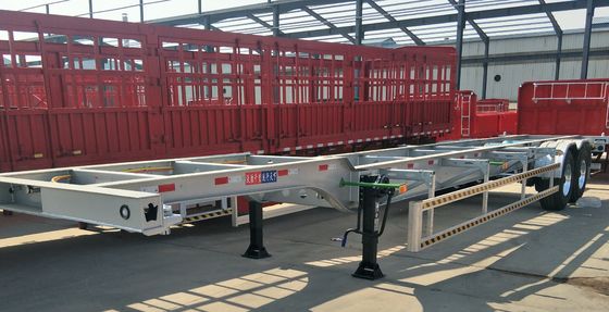 28t Heavy Duty Landing Gear Gooseneck Skeleton Semi-Trailer with Dual Line Braking System