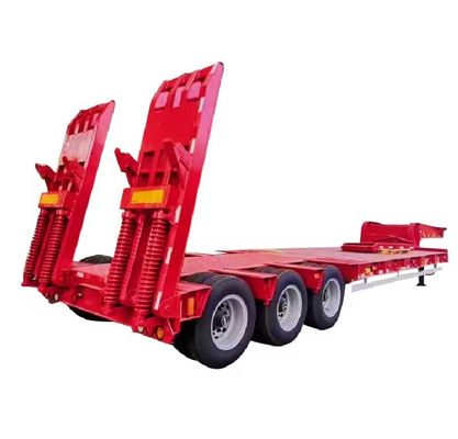 Truck Steel Low Bed Container Chassis Loader Semi Trailer with 3 Axles and 12 Wheels