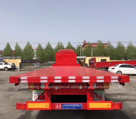90mm*13/16mm*10 Layer Leaf Spring 40ft Flat Bed Trailer with Turnable Wheels in Dubai