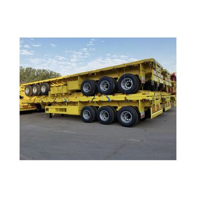 Max Payload 50tons Hydraulic Lift Flatbed Semi Trailer with Twist Lock and Double Axle