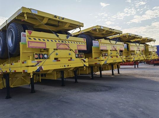 Max Payload 50tons Hydraulic Lift Flatbed Semi Trailer with Twist Lock and Double Axle