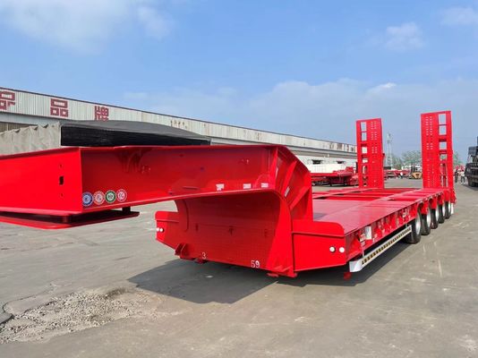 Wosheng 4 Axle Low bed semi trailer lowbed low boy truck trailers with Air Suspension