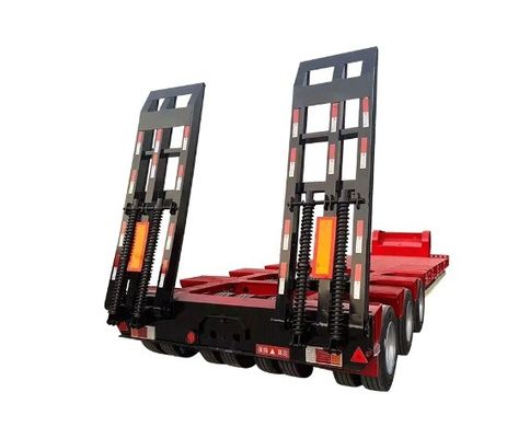 Lowboy Flatbed Trailer Wosheng 60-100 Tons 12500/13000/14000/16000x2500/3000x1100/3300mm